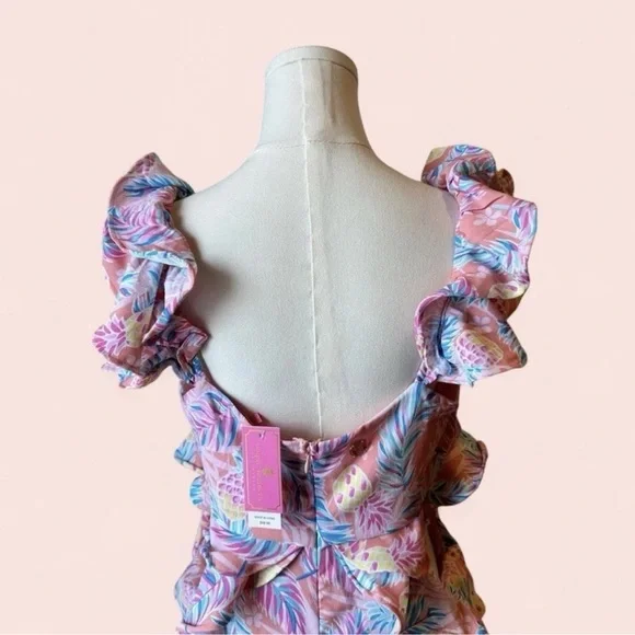 Simply Southern Tropical Pink and Blue Maxi Dress with Pineapples New with Tags - Picture 6 of 7